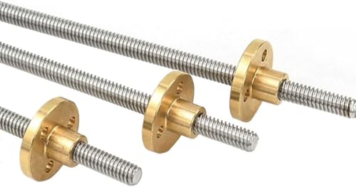 Lead Screw, T5 Lead Screw 3D Printer,1/2/4mm Stainless Steel Trapezoidal Rod with Brass Nut,1pcs(Lead 1mm,200mm)
