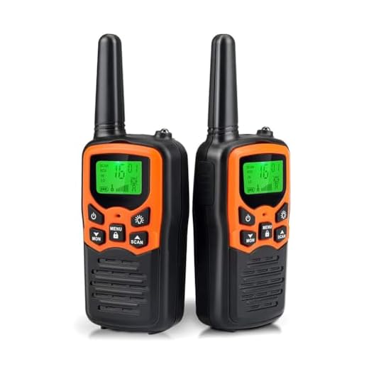 Walkie Talkies, MOICO Long Range Walkie Talkies for Adults with 22 FRS Channels, Family Walkie Talkie with LED Flashlight VOX LCD Display for Hiking Camping Trip (Orange 2 Pack)