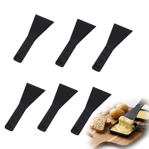 Spatule raclette lot de 6 spatules en nylon, anti-rayures antiadhésive, résiste de -40°C à +240°C pour raclette crêpes fondue