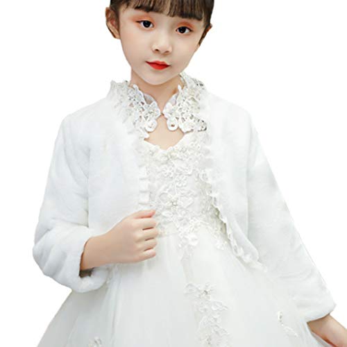 planuuik Flower Girls Inverno Manica Lunga Giacca Matrimonio Felpe Scialle Caldo in Pizzo Floreale Scialle Avvolgere
