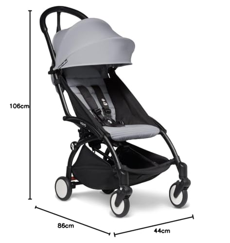 BABYZEN YOYO² Stroller Combo - Lightweight, Compact , Foldable Stroller- Multiple Recline positions, Travel friendly, 5 point harness- Suitable for baby weighing upto 22kgs - Includes Black frame with seat cushion and matching canopy (Stone) - Image 7 thumbnail