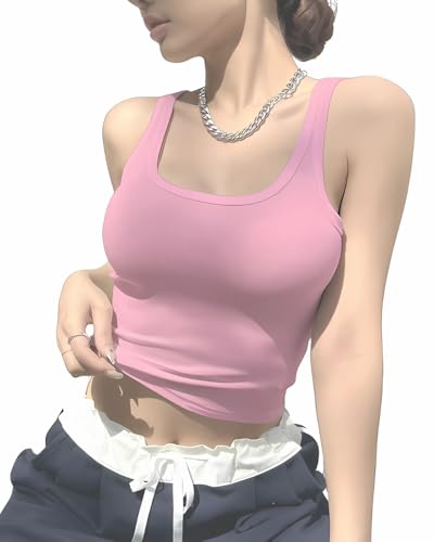 Image of 95% Cotton, 5% Lycra Women's and Girls Solid Ribbed Square Neck Tank Top | Tanktop for Women | Sleeveless Top | Crop Tanktop | Ribbed Tank Top