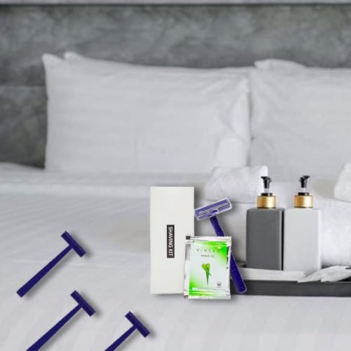 Image of (50 Sets) Shaving Kit in Bulk, Smooth Shave Disposable Razor and Cream(4g), Individually Wrapped Toiletries Amenities for Hotel Travel Shaving Set Travel Size Toiletries Camping and Travel