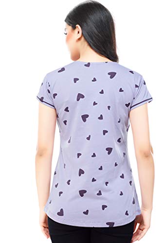 Image of ZEYO Women's Regular Fit Cotton Maternity Heart Printed Feeding Top 5345