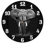 AUUXVA Wall Clock Silent Non Ticking Clock for Kitchen Living Room Bedroom Home Artwork Gift (Elephant)
