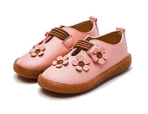 Girls’ Sweet Flowers Princess Dress Mary Jane Flats Cute Casual Shoes Pink Size 6M2