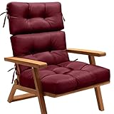 MAGIC ELEPHANT High Back Chair Cushion, Indoor Outdoor Memory Foam Chair Cushion with Ties for Adirondack and Rocking Chair, Waterproof Replacement Patio Cushion for Chair (Red)