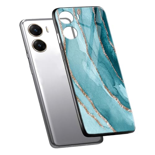 Image of COLORflow Back Cover Compatible with Vivo V29E 5G | Blue Marble Golden Stripes | Shockproof TPU Bumper Cover with Camera Protection Back Cover