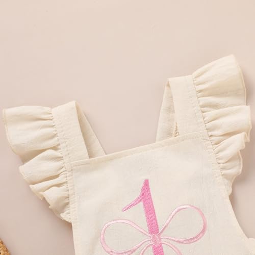 GRNSHTS Baby Girls First Birthday Outfits Ruffle 1st Birthday Romper Backless Bodysuit Cake Smash Outfits3