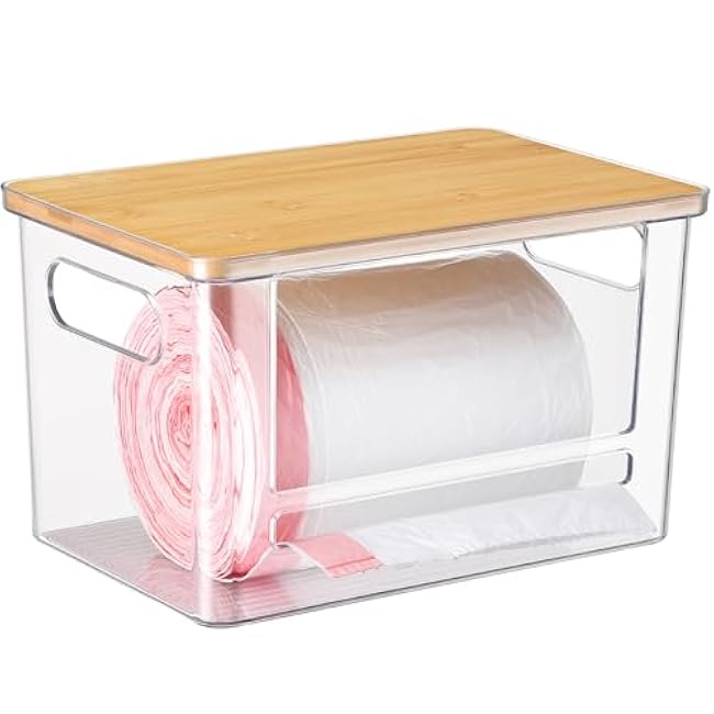 ALOCEO 4 Pcs Extra Large Trash Bag Dispenser & Laundry Containers, Wall Mounted Clear Laundry Pods Container Dryer Sheet Holder with Lids for Laundry Room Organization and Storage