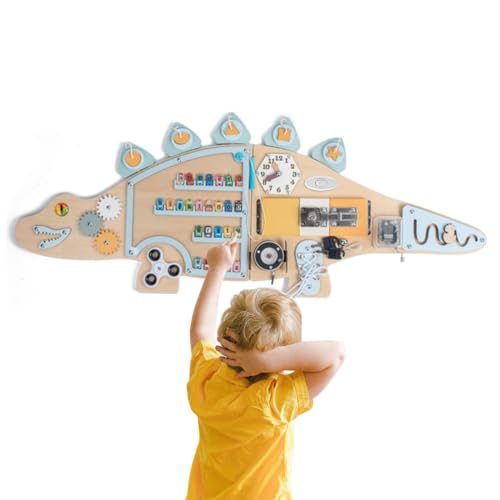 Tableau Mural Sensoriel Dinosaure Planche d'Activités pour Stimuler l'Éveil des Enfants