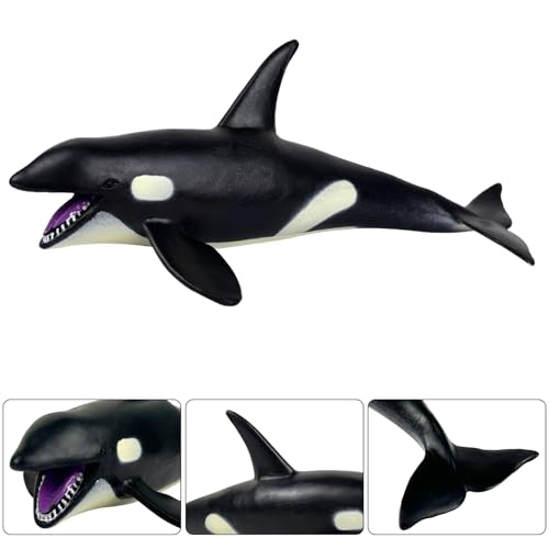 Image of SmilerSmile 7.8 inch Orca Figurine Plastic Sea Creature Toy | Solid PVC Action Figure, Simulation Sea Animals, Educational Ocean Animal Model, Non-toxic Safe Bath Toy