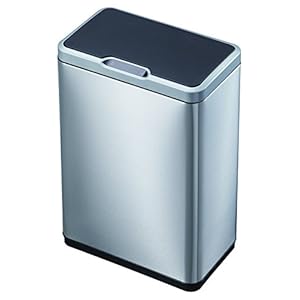 EKO Mirage Sensor Mülleimer 2x20L Mülltrenner (27 x 46 x 65.5 cm, Bewegungssensor, Dämpfer-System, Fingerabdruck frei, Abfallbeutelfixierung), silber