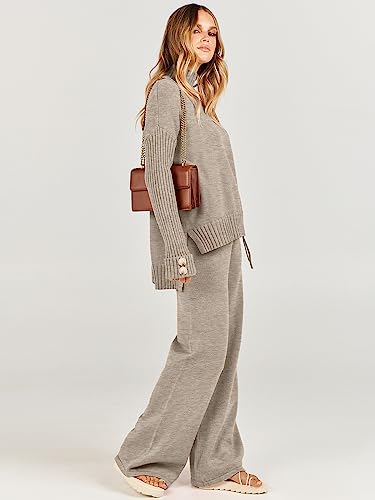 ANRABESS Women's 2 Piece Outfit Sweater Lounge Sets Long Sleeve Knit Pullover Wide Leg Pant Tracksuit Loungewear 2025 Fashion4