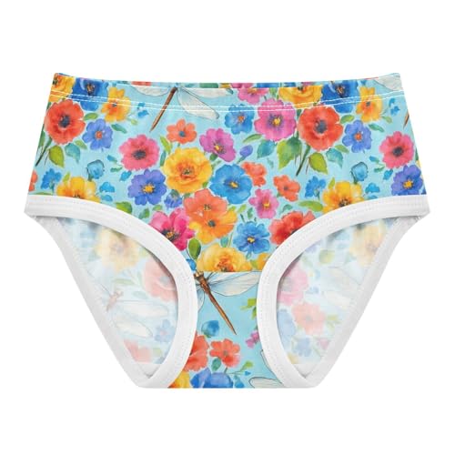 Toddler Underwear Floral 2t Cotton Little Girl Panties Animal Briefs Girls Undies Dragonflies Vibrant Floral Colorful