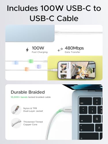 Image of UGREEN Nexode Air 65W USB C Charger, Foldable Mini Charger Block Fast Charging with USB C Cable, GaN Charger for MacBook Air /Neo /Pro, iPhone 17 16, Galaxy S26 /S25, iPad, White