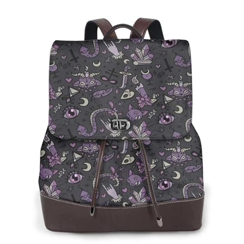 Sac à dos en cuir imprimé premium pour femme au design gothique raffiné