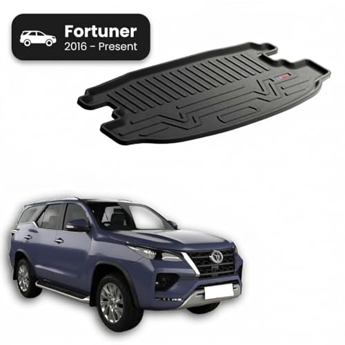 Image of 3D TPE Car Boot Mat for Fortuner (2016 Onwards) Custom Fit, Heavy Duty & Anti-Slip Boot Mat | All Weather Resistant, Waterproof & Dustproof Trunk Liner, Car Dicky Mat for Fortuner