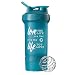 GOMOYO Love Life on BlenderBottle Brand ProStak Shaker Cup, 22-oz. Protein Shaker Bottle with BlenderBall Whisk and 2 Twist n’ Lock Attachable containers (Teal)
