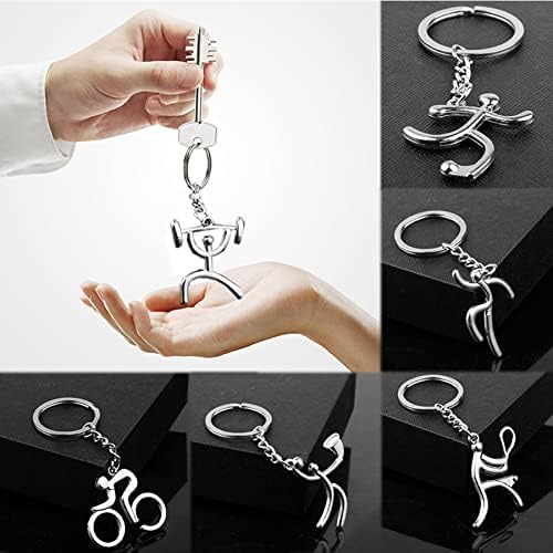ARFUKA Sports Keyring for Men Metal Multi-Sport Figure Keychain with Cycling Running Basketball Soccer - Gift for Athletes for Him - Image 5