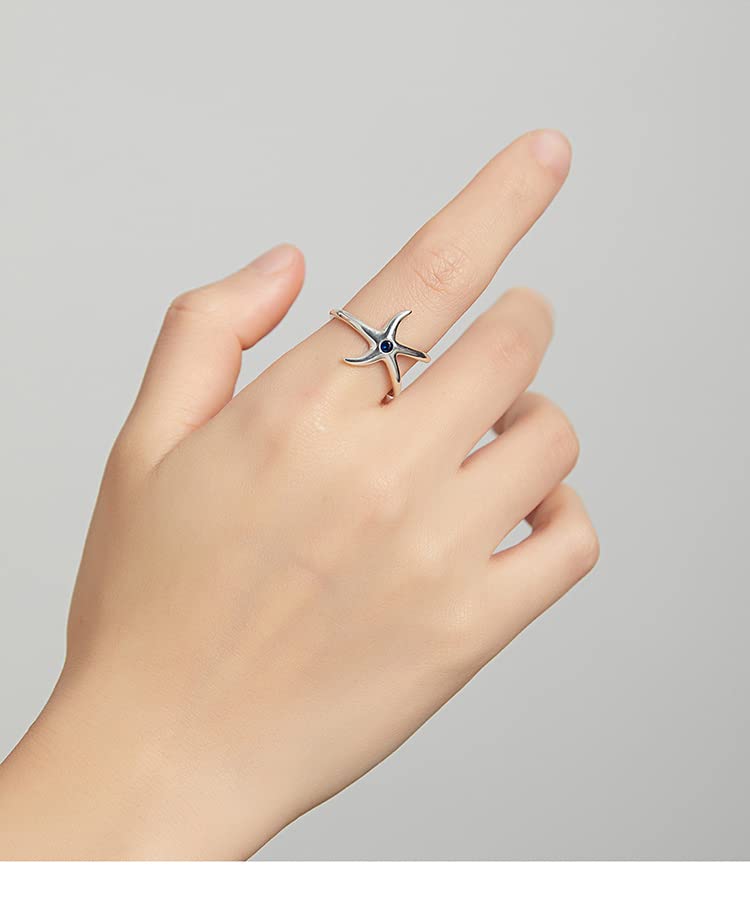 JUKOTA Seestern Ring – Verstellbarer Statement Ring Silberfarben