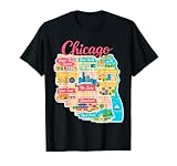 Chicago Map Cute Neighborhoods Travel Art Design T-Shirt