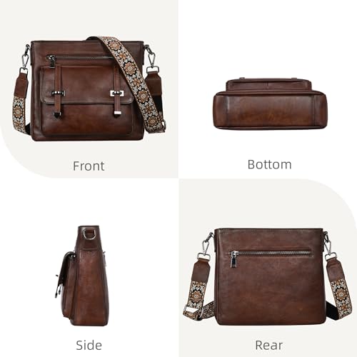 Image of Iswee Soft Leather Crossbody Bags for Women Shoulder Handbags Multi Pockets | Travel Purse with Adjustable Strap Medium Size Organizer Designer Pocketbooks with Adjustable Strap
