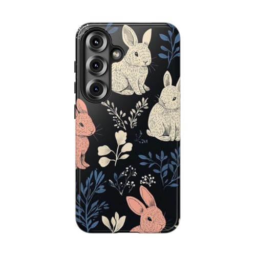 Coque Samsung Galaxy S25 noir motif lapin rigide et brillante