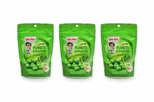 Koh-Kae Imported Nori Wasabi Flavour Coated Peanuts, 90g (Pack of 3) | Thai Crunchy Peanut Snack with Seaweed & Wasabi | Bold Asian Snack | Spicy & Umami Flavor