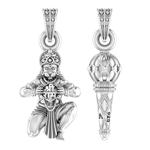 Médaillon Hanuman Gada argent sterling au quotidien pendentif spirituel yoga et méditation