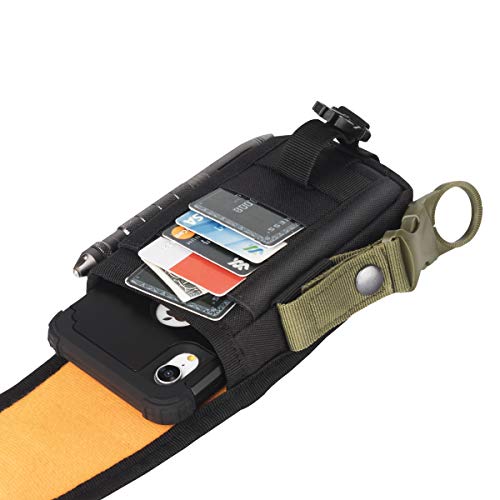 Ironseals Tactical Cell Phone Holster Pouch, Tactical Smartphone Pouches Cellphone Case Molle Gadget Bag Molle Attachment Belt Holder Waist Bag For 4.7"-6.7" With Armor Case On With Us Flag Patch #TOP5