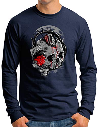 T-shirt imprimé manches longues OM3 Deejay-Skull homme bleu taille XL
