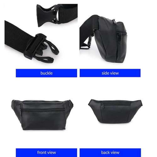 Image of Waist Bag for Man Woman - Anti Theft, Waterproof Zippers and Back Pocket - Large Travel Waist Pouch, Fanny Pack, Belt & Hip Bag for Men, Women for Hiking, Passport, Gym (Black) (Jet Black)