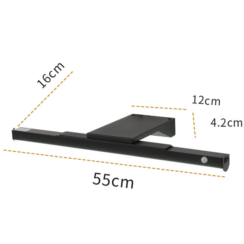 Lampe de miroir LED avec détecteur de mouvement noir 55 cm Lampe miroir d'intérieur moderne avec interrupteur salle bain 16W 4000K blanc neutre,lampe miroir salle bain avec design aimant