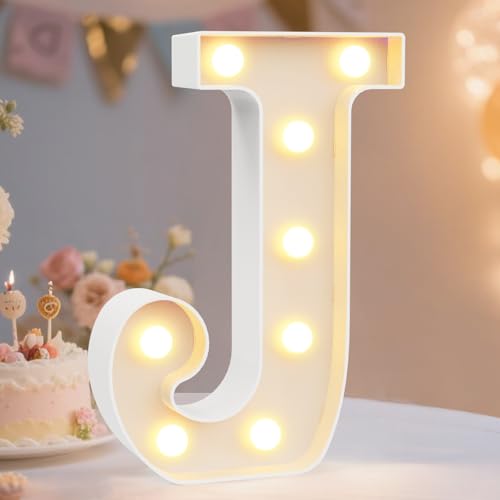 Image of Pooqla LED Marquee Letter Lights Sign, Light Up Alphabet Letter for Home Party Wedding Decoration J