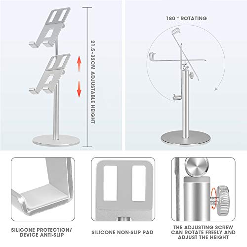 Image of Universal Mobile Phone Holder Stand, Adjustable Desktop Phone Stand with Base, Height Angle Adjustable Aluminum Alloy Bracket for Office Desk, Compatible with All Smartphones (Black)