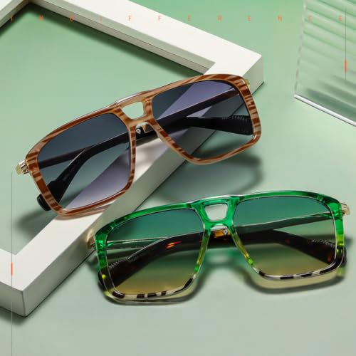 Lunettes de soleil rétro oversize à double pont pour l'été - 3