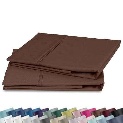 Image of California Design Den Cotton King Pillowcase Set - 400 Thread Count, 100% Cotton Sateen Pillowcases, Set of 2 Pillow Covers, Soft and Breathable - Espresso Chocolate Brown