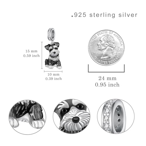 Dachshund/Corgi/Yorkie/Schnauzer/Pug/Highland Cow Charm 925 Sterling Silver Dog Gifts Cute Puppy Jewelry Dog Charms for Bracelets4