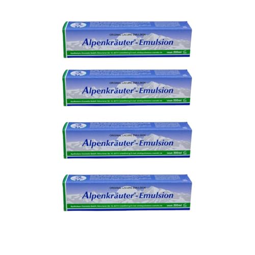 Crema Alpina Lacure 4 x 200 ml emulsión de hierbas alpinas, bienestar, deporte, masaje, crema, bálsamo, crema de masaje con hierbas (800 ml) 4 UNDS