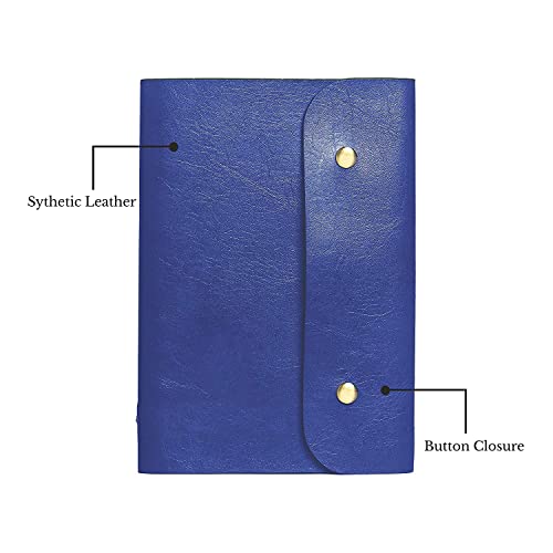 Image of The Messy Corner Leather Button Diary | A5 Travel Dairy for Men and Women | Vegan & Premium Quality | 80 GSM, 140 Ruled Pages - Stylish Blue Notepad