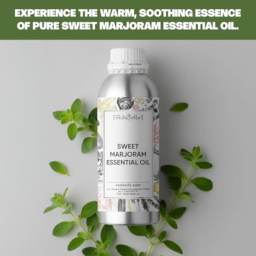 Image of VedaOils Sweet Marjoram Essential Oil 100ml | 100% Pure & Natural Marjoram Oil for Aromatherapy, Diffusers, Skincare, Haircare & Massage