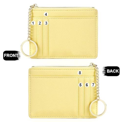 Image of Slim Minimalist RFID Blocking Leather Wallets Credit Card Holder Case Money Clip Pocket Wallet Coin Purse Keychain Travel Clutch Handbag Pocket Pouch Holster Gifts for Women Men (Yellow)