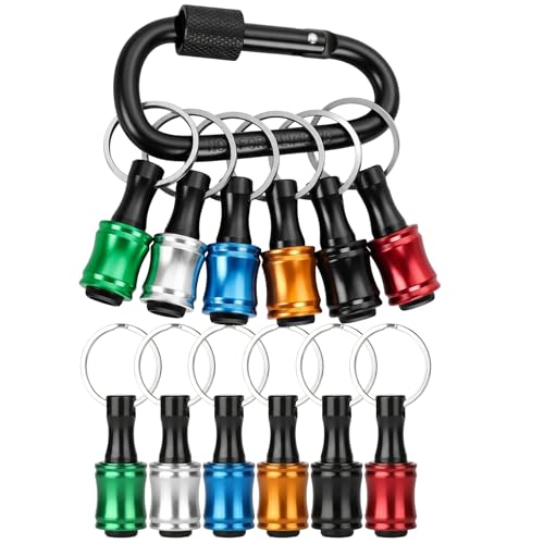 FACAINCXS 6 Color Drill Extension Bit Holder, 1/4inch Hex Shank Aluminum Alloy Screwdriver Bits Holder Extension Bar Drill Screw Adapter Change Keychain Portable 2023 Upgraded