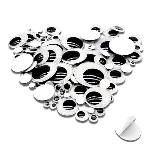 toaob 100pcs plastic googly wiggle eyes self adhesive round 6mm to 35mm white sticker eyes for diy crafts scrapbooking decoration
