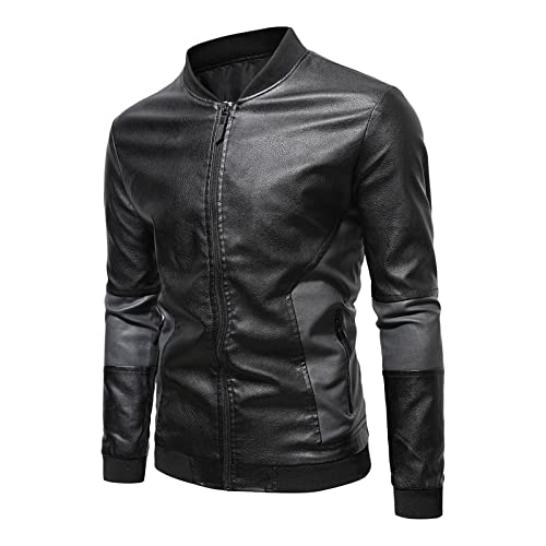 Blouson moto biker automne hiver veste de moto en cuir mince coupe vent homme