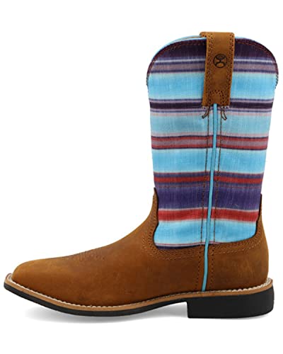Twisted X Kid’s Hooey® Boot, Distressed Saddle & Blue Multi, 1 M