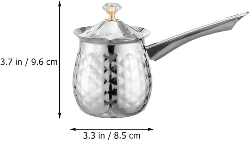 1 Pc Milk Warmer Pot Saucepan: Stainless Steel Milk Steaming Pitcher Butter Warming Pot Turkish Coffee Pot Hot Chocolate Pot for Home Kitchen(19.7X9.6CM)