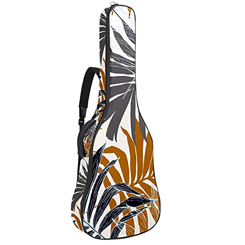 Housse guitare basse et électrique rétro à motif feuilles avec boucle de suspension