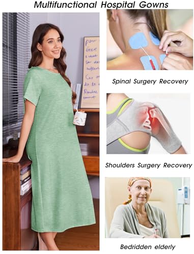 Image of Deyeek Hospital Gowns for Women Labor Delivery Shoulder Surgery Dress Adaptive Clothing Night Robes for Elderly Plus Size